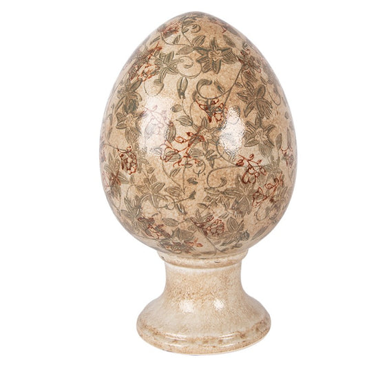 Oeuf décoratif kaki sur pied - Taille L